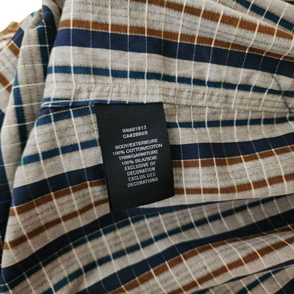 Robert Graham Striped Button Up Dress Shirt Multi Mens Size 3XL Blue Flip Cuff - Picture 9 of 12